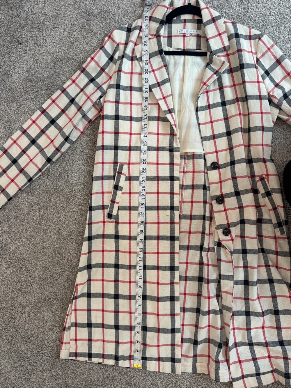 NWOT English Factory Plaid Longline Blazer Jacket | Small - Picture 5 of 9